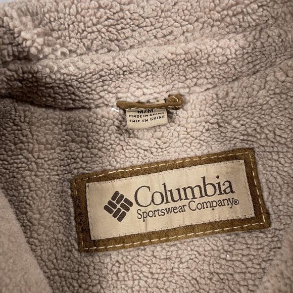 Columbia Jacket Women Medium Leather Sherpa Lined Fleece‎ Collar Coat Outdoors - Picture 6 of 9